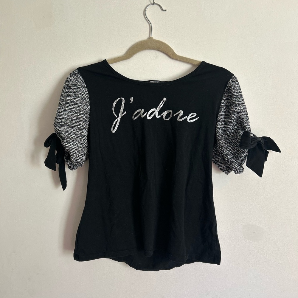 Madison Black Top with Graphic Print